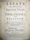 GLANVILL, JOSEPH.  1676  Essays on Several Important Subjects in Philosophy and Religion.